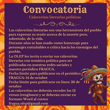 Convocatoria Calaveritas literarias politicas